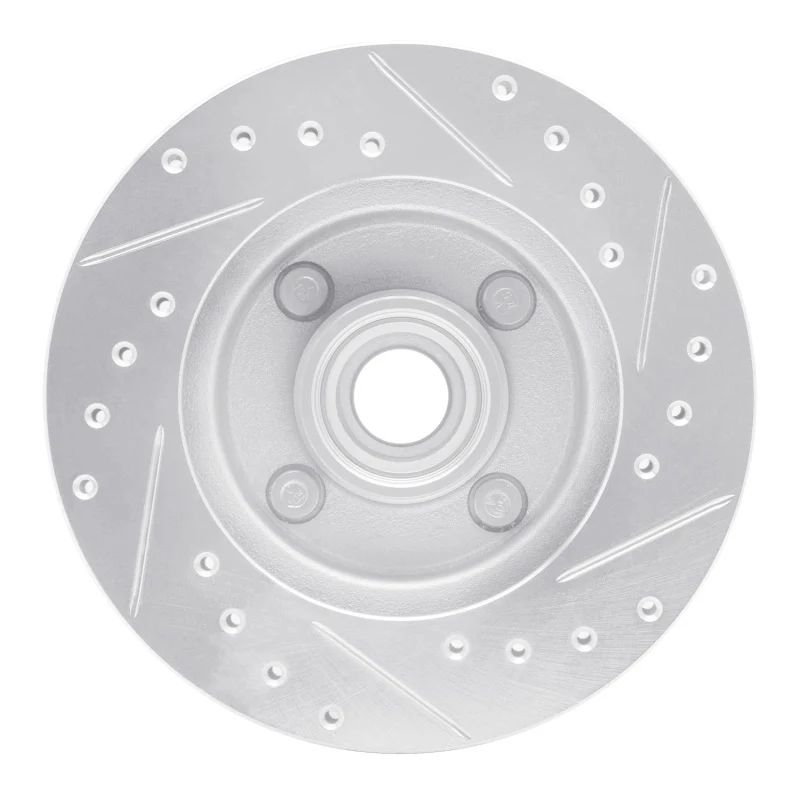 R1 78-93 Ford Thunderbird Front Left Drilled & Slotted Silver Brake Rotor - Image 4