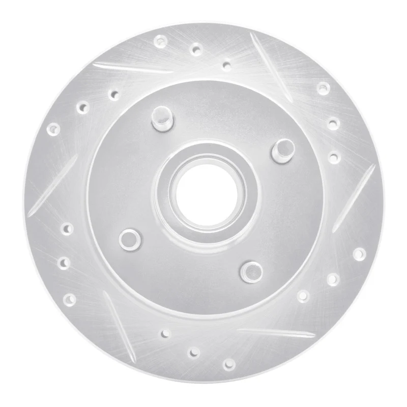 R1 79-81 Ford Mustang Front Right Drilled & Slotted Silver Brake Rotor