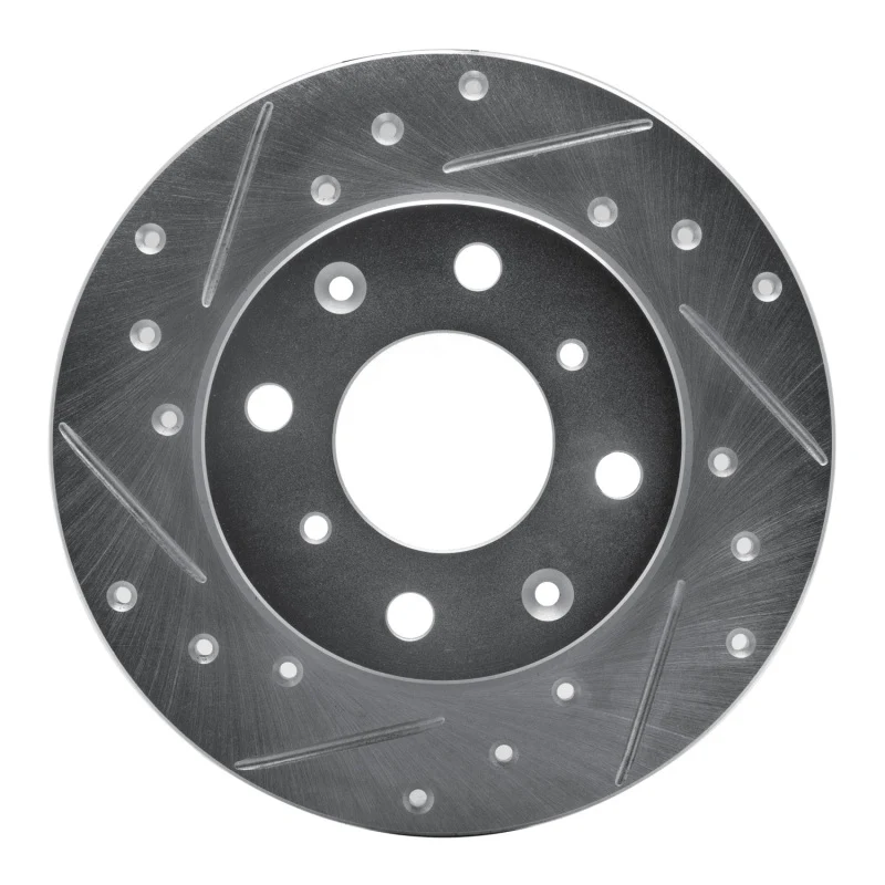 R1 79-83 Honda Civic Sedan Front Left Drilled & Slotted Silver Brake Rotor