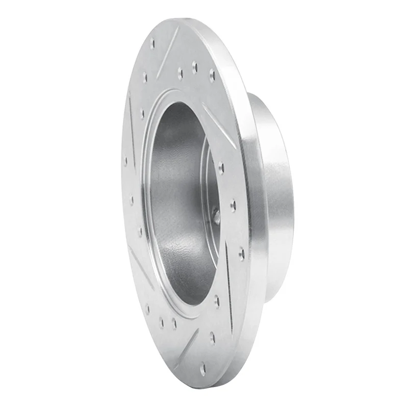 R1 79-83 Honda Civic Sedan Front Right Drilled & Slotted Silver Brake Rotor - Image 2