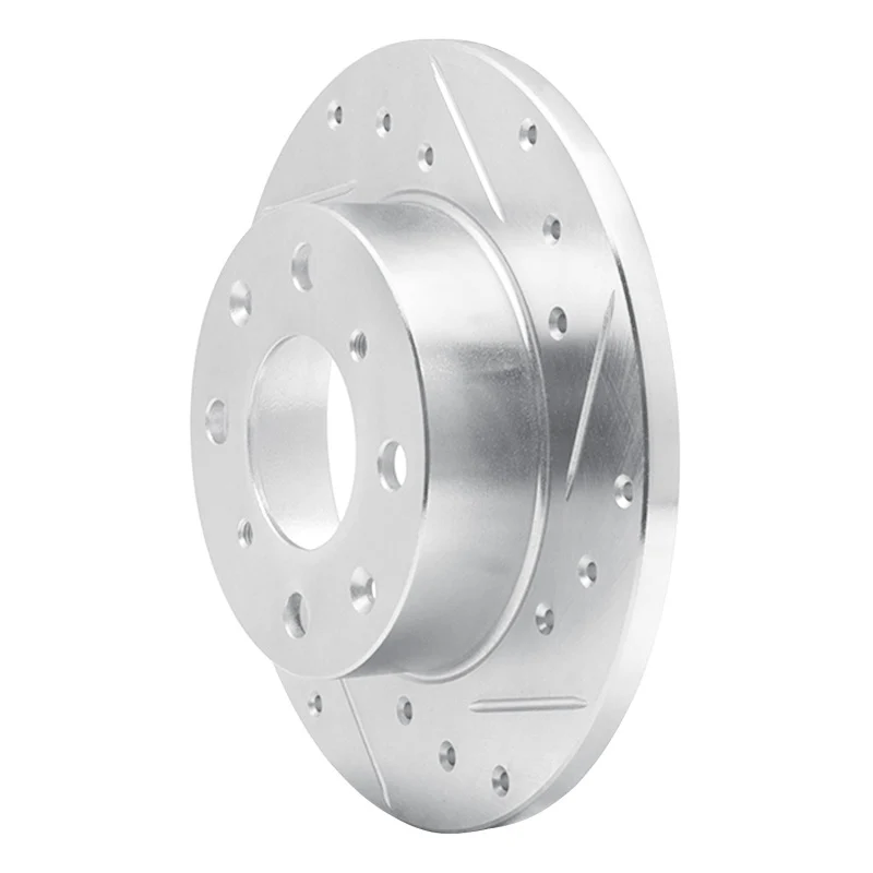 R1 79-83 Honda Civic Sedan Front Right Drilled & Slotted Silver Brake Rotor - Image 4