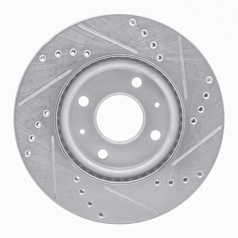R1 79-87 Dodge COLT Front Left Drilled & Slotted Silver Brake Rotor - Image 4