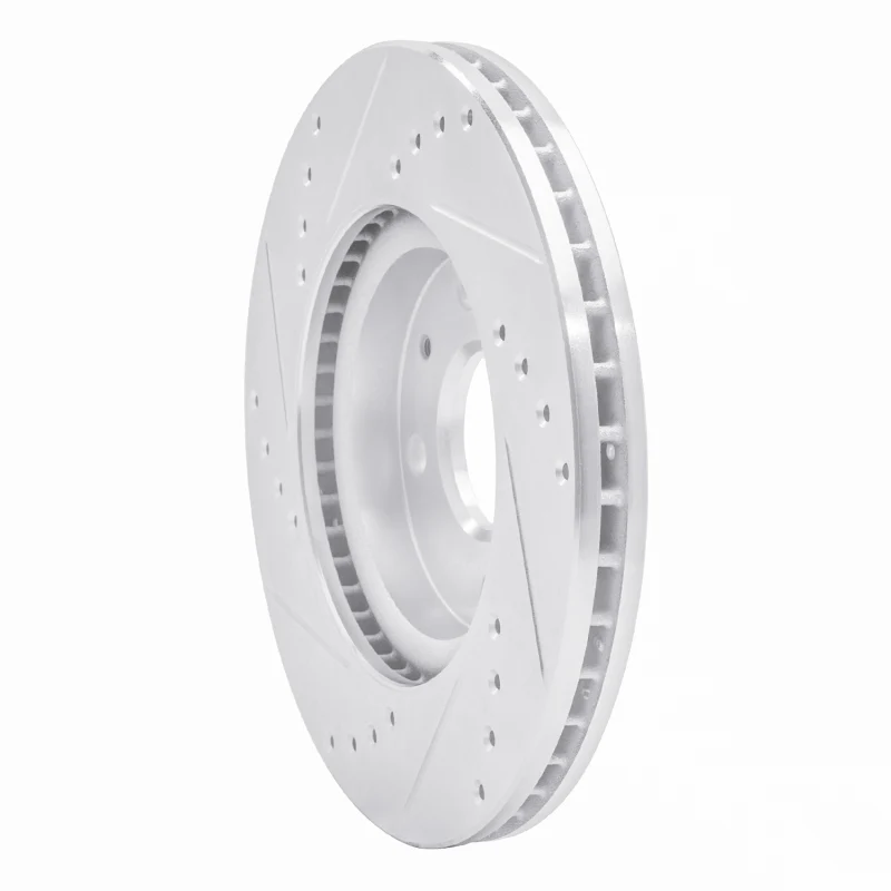 R1 79-87 Dodge COLT Front Right Drilled & Slotted Silver Brake Rotor - Image 2