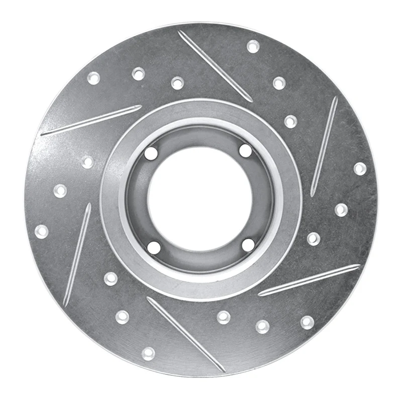 R1 80-83 Subaru STANDARD Front Left Drilled & Slotted Silver Brake Rotor - Image 2