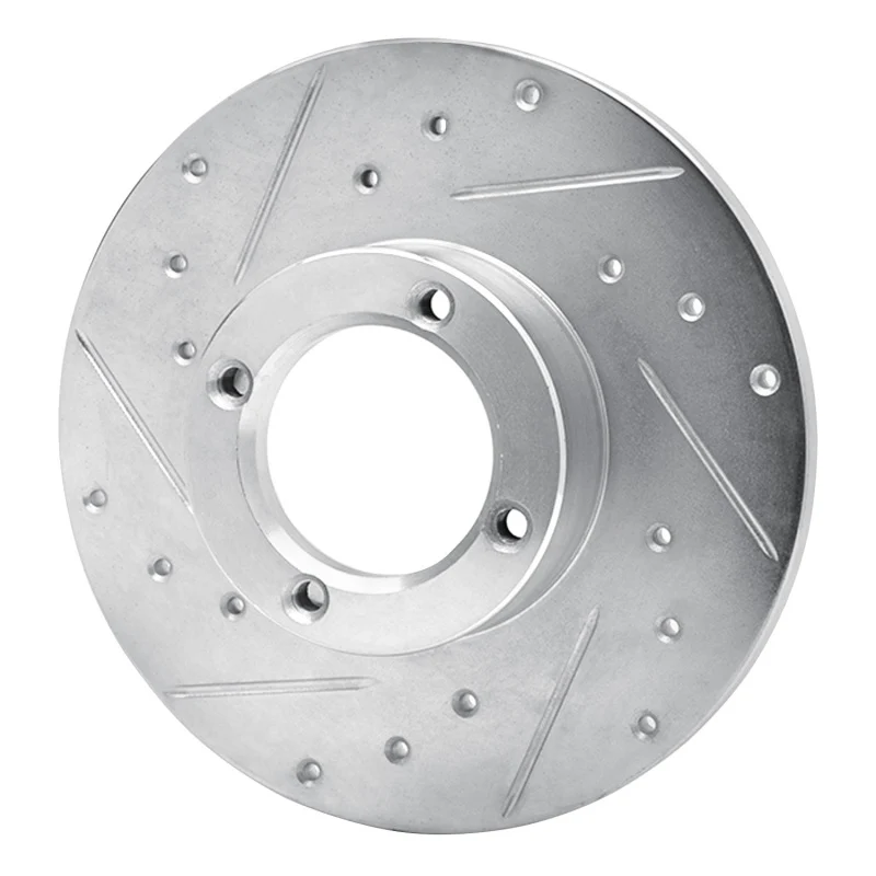 R1 80-83 Subaru STANDARD Front Left Drilled & Slotted Silver Brake Rotor - Image 3