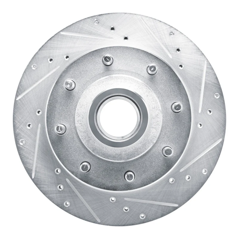 R1 80-85 Ford E-250 Econoline Club Wagon Front Right Drilled & Slotted Silver Brake Rotor