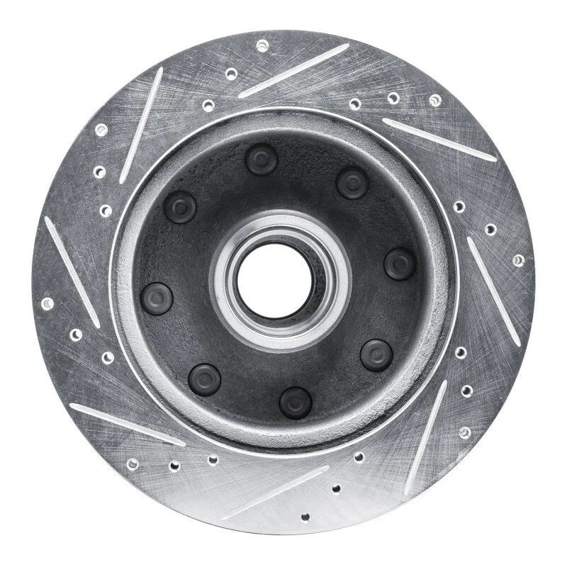 R1 80-85 Ford E-250 Econoline Club Wagon Front Right Drilled & Slotted Silver Brake Rotor - Image 2