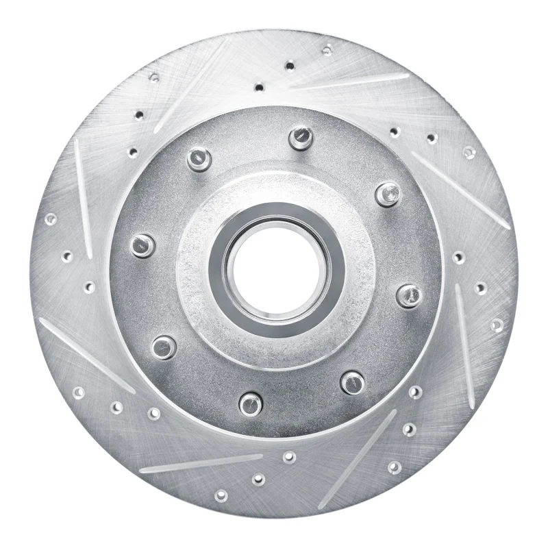 R1 80-85 Ford E-250 Econoline Front Left Drilled & Slotted Silver Brake Rotor