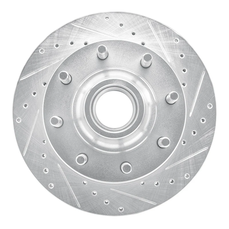 R1 80-85 Ford E-350 Econoline Club Wagon Front Right Drilled & Slotted Silver Brake Rotor