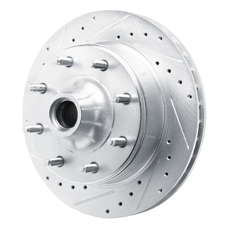 R1 80-85 Ford F-250 2WD (Excl Super Duty) Front Left Drilled & Slotted Silver Brake Rotor - Image 2