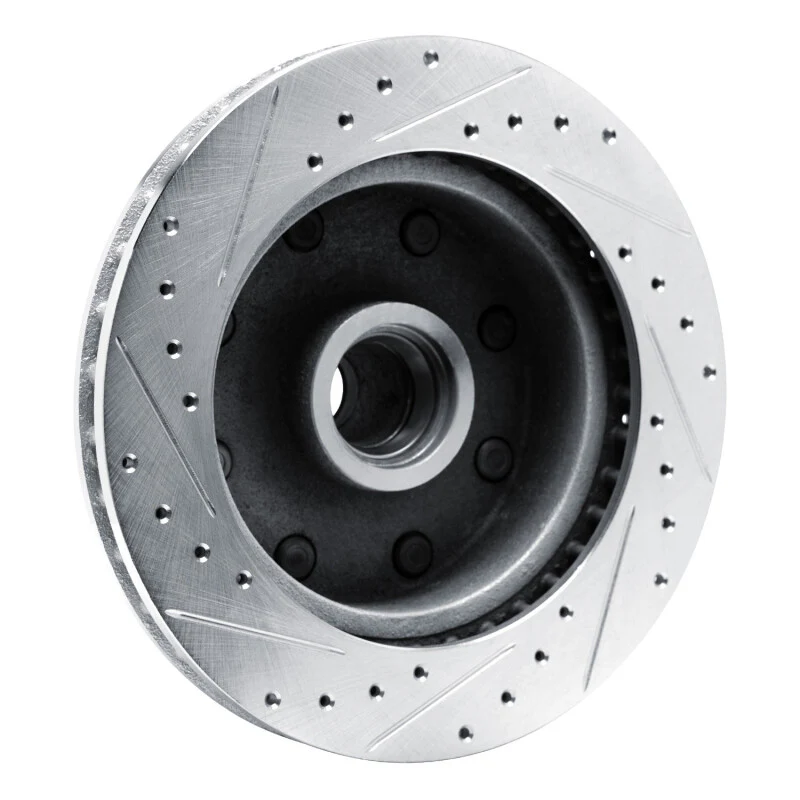 R1 80-85 Ford F-250 2WD (Excl Super Duty) Front Right Drilled & Slotted Silver Brake Rotor - Image 2