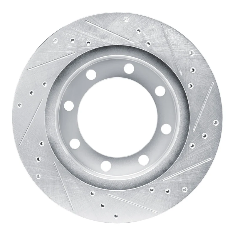 R1 80-93 Dodge W200 Front Left Drilled & Slotted Silver Brake Rotor - Image 2
