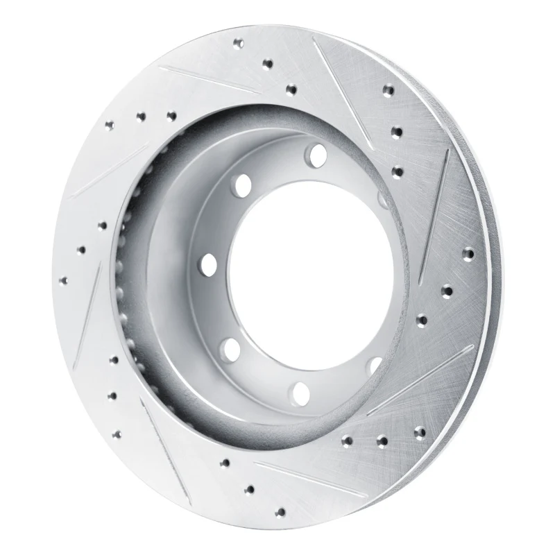 R1 80-93 Dodge W200 Front Left Drilled & Slotted Silver Brake Rotor - Image 4