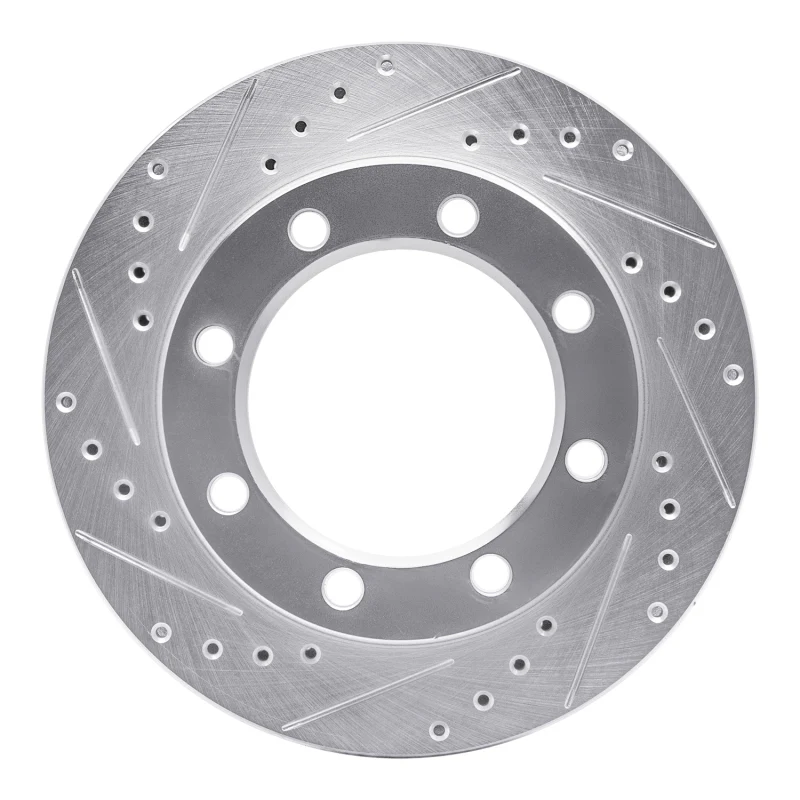 R1 80-94 Ford F-250 4WD (Excl Super Duty) Front Left Drilled & Slotted Silver Brake Rotor