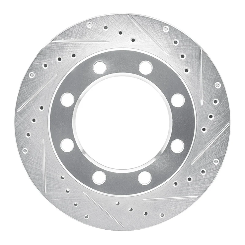 R1 80-94 Ford F-250 4WD (Excl Super Duty) Front Right Drilled & Slotted Silver Brake Rotor