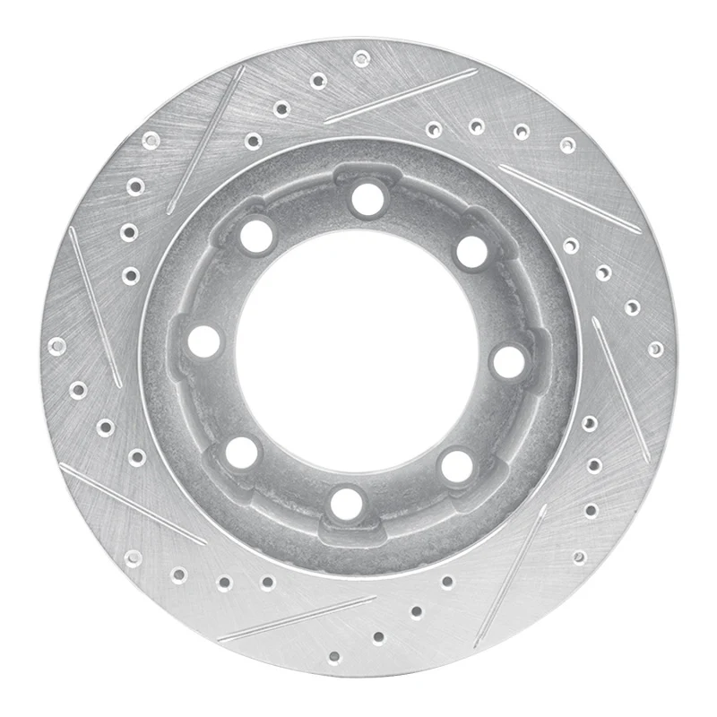 R1 80-94 Ford F-250 4WD (Excl Super Duty) Front Right Drilled & Slotted Silver Brake Rotor - Image 2
