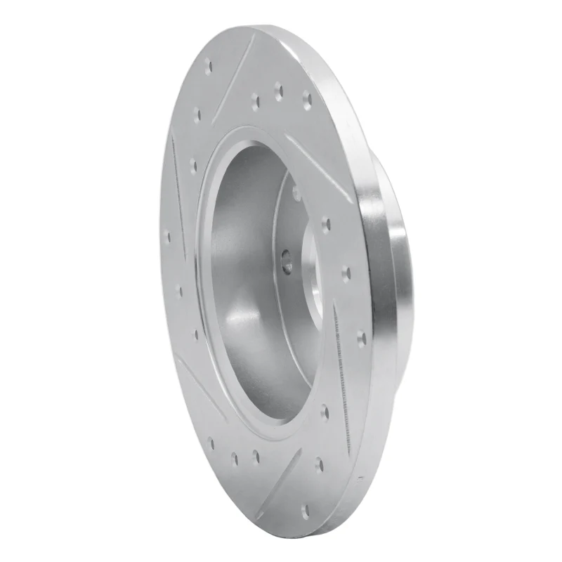 R1 81-83 Renault Fuego Front Right Drilled & Slotted Silver Brake Rotor - Image 3