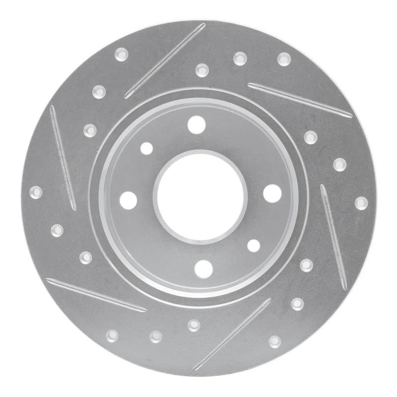 R1 81-83 Renault Fuego Front Right Drilled & Slotted Silver Brake Rotor - Image 4
