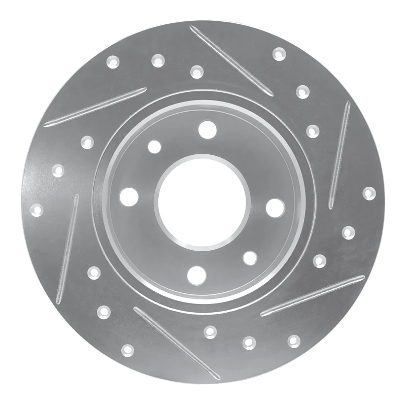 R1 81-83 Renault R18I Front Left Drilled & Slotted Silver Brake Rotor - Image 4
