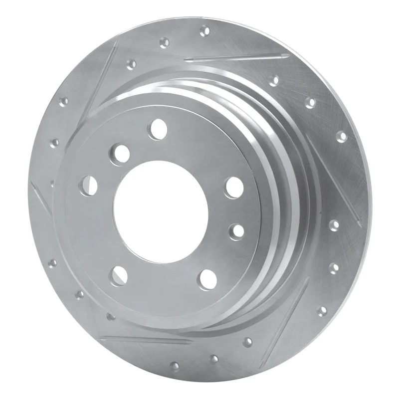 R1 81-86 BMW 733I Rear Left Drilled & Slotted Silver Brake Rotor - Image 3