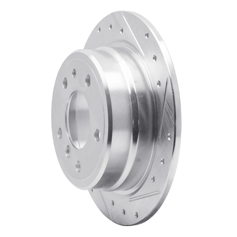 R1 81-86 BMW 733I Rear Right Drilled & Slotted Silver Brake Rotor - Image 3