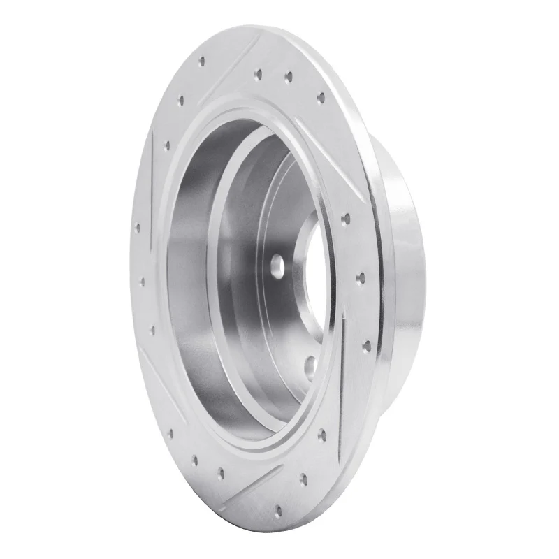 R1 81-86 BMW 733I Rear Right Drilled & Slotted Silver Brake Rotor - Image 4