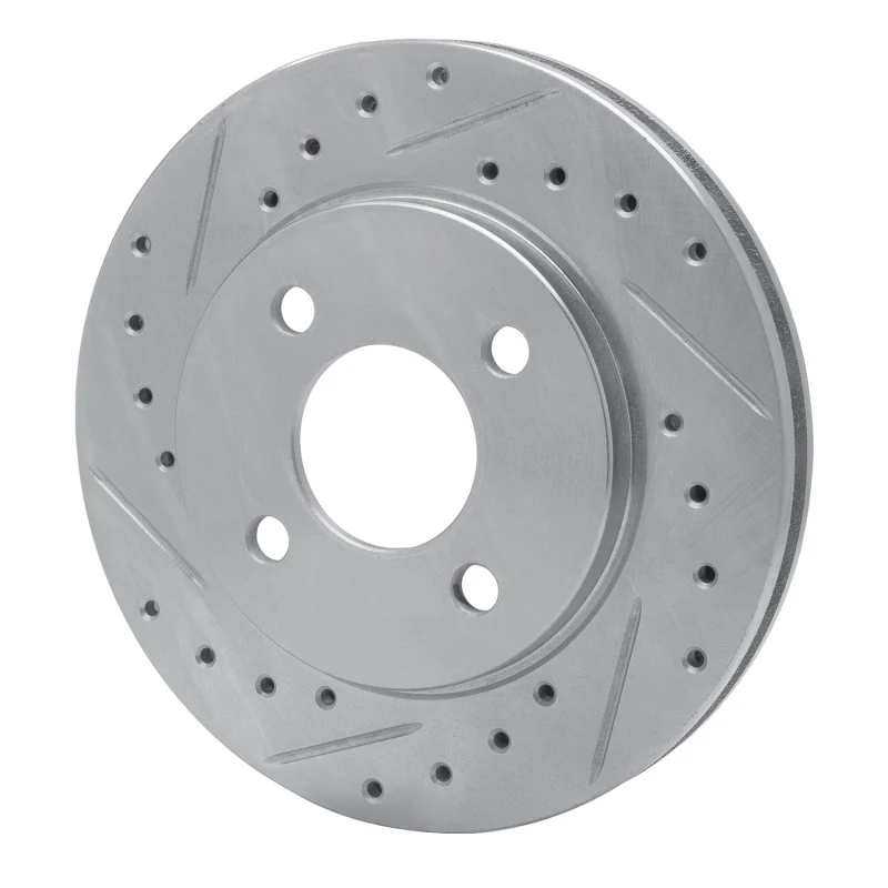 R1 81-87 Chrysler Town & Country Front Left Drilled & Slotted Silver Brake Rotor - Image 2