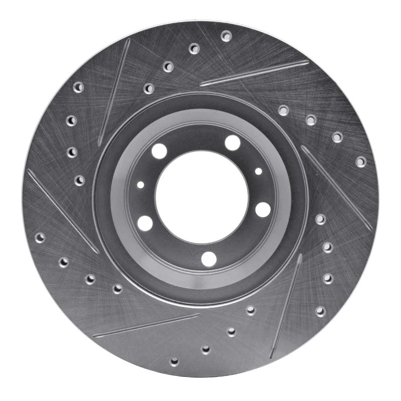 R1 81-89 Alfa Romeo GTV-6 Front Right Drilled & Slotted Silver Brake Rotor - Image 2