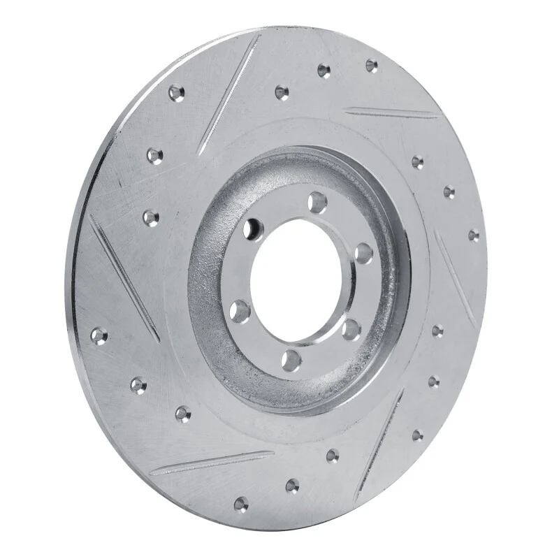 R1 81-89 Alfa Romeo GTV-6 Rear Right Drilled & Slotted Silver Brake Rotor - Image 2