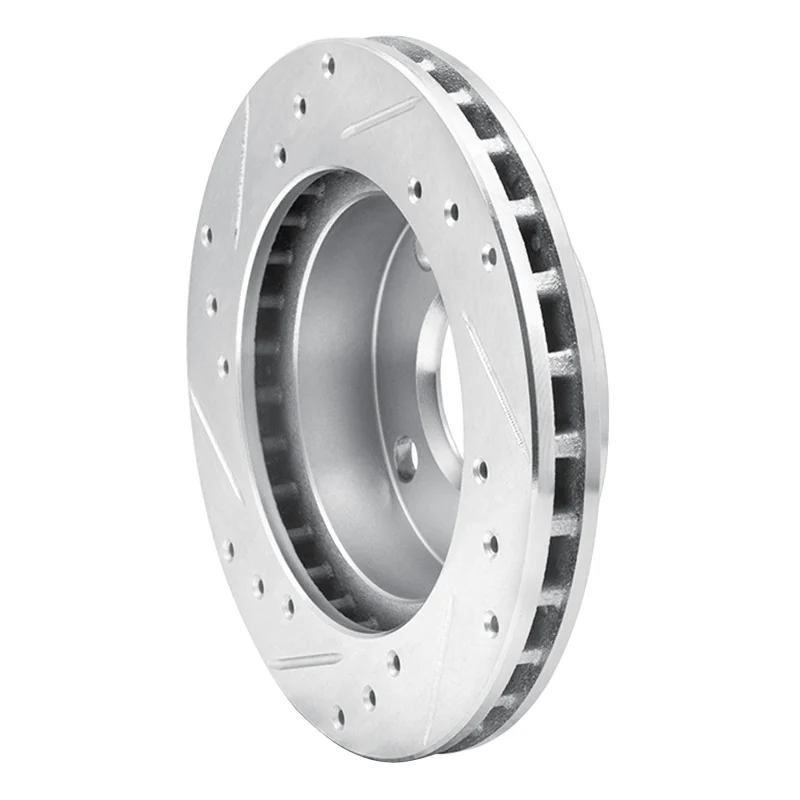 R1 81-94 Ford EXP Front Right Drilled & Slotted Silver Brake Rotor - Image 2