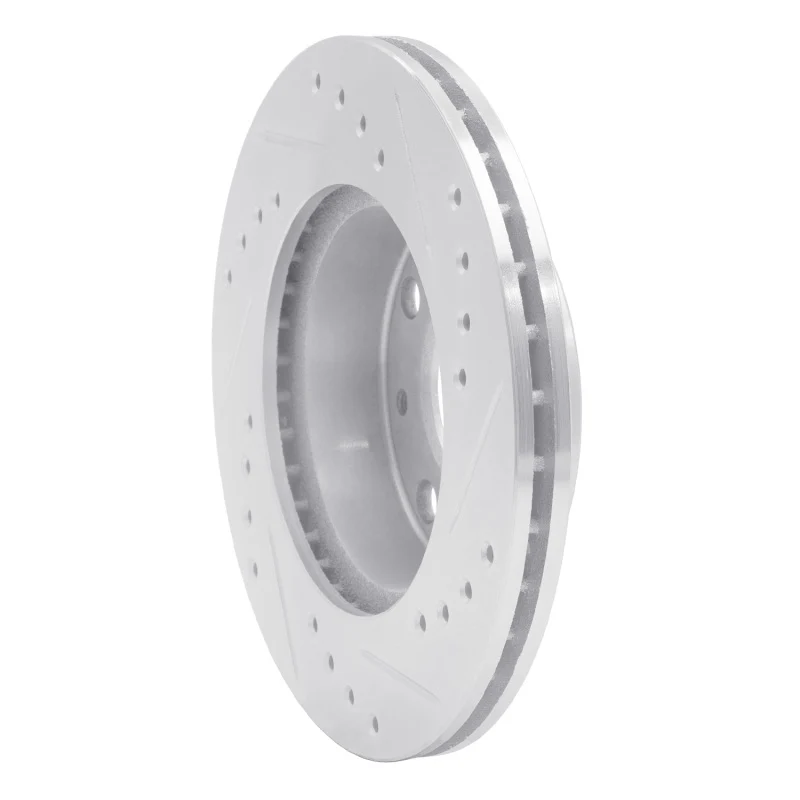 R1 82-83 Honda Accord Sedan Front Left Drilled & Slotted Silver Brake Rotor - Image 3