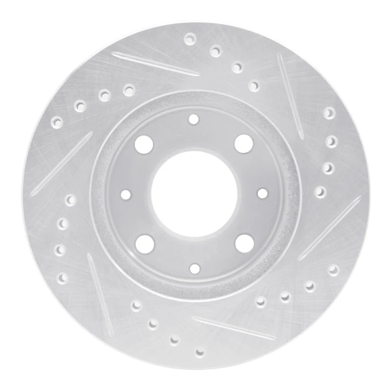 R1 82-83 Honda Accord Sedan Front Left Drilled & Slotted Silver Brake Rotor - Image 5