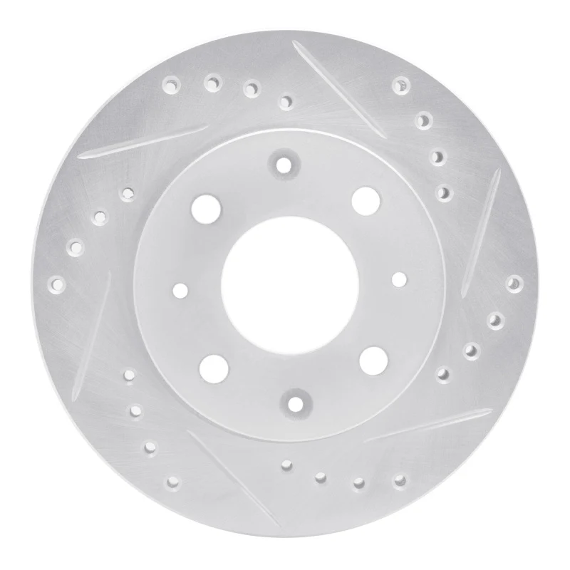 R1 82-83 Honda Civic Hatchback Front Right Drilled & Slotted Silver Brake Rotor