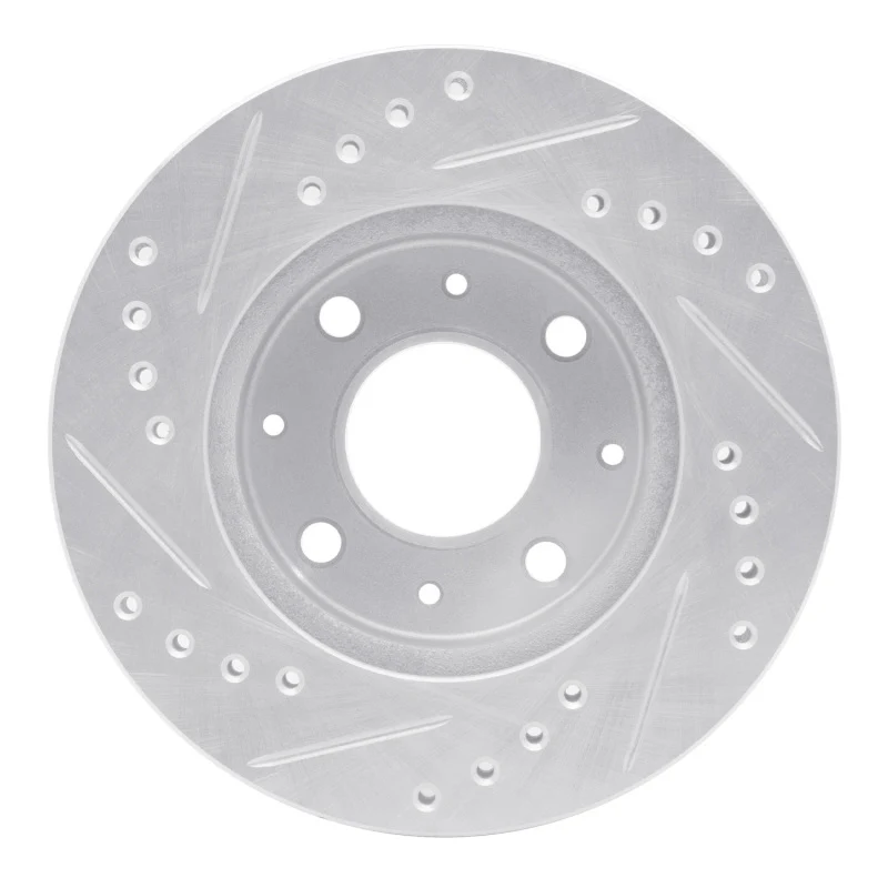 R1 82-83 Honda Civic Hatchback Front Right Drilled & Slotted Silver Brake Rotor - Image 3
