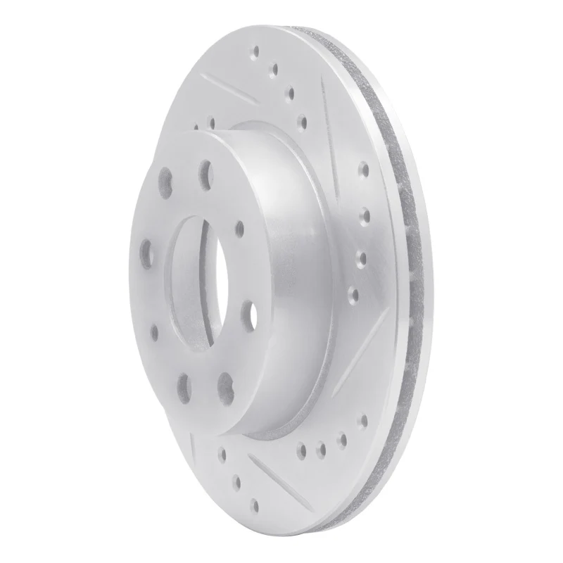R1 82-83 Honda Civic Hatchback Front Right Drilled & Slotted Silver Brake Rotor - Image 4