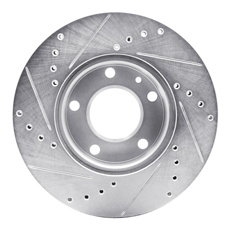 R1 82-86 BMW 735I Front Right Drilled & Slotted Silver Brake Rotor - Image 2