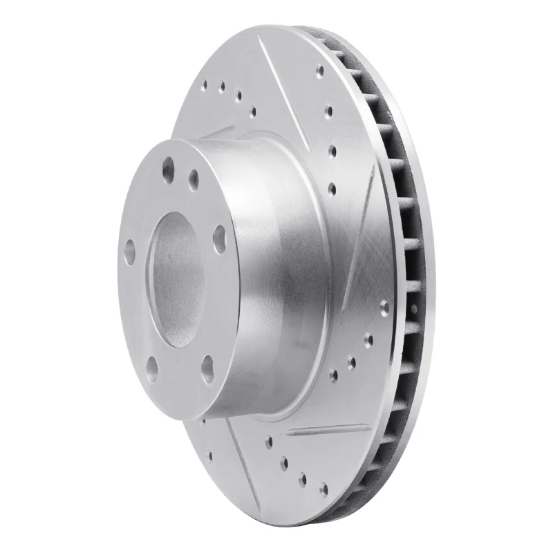 R1 82-86 BMW 735I Front Right Drilled & Slotted Silver Brake Rotor - Image 4