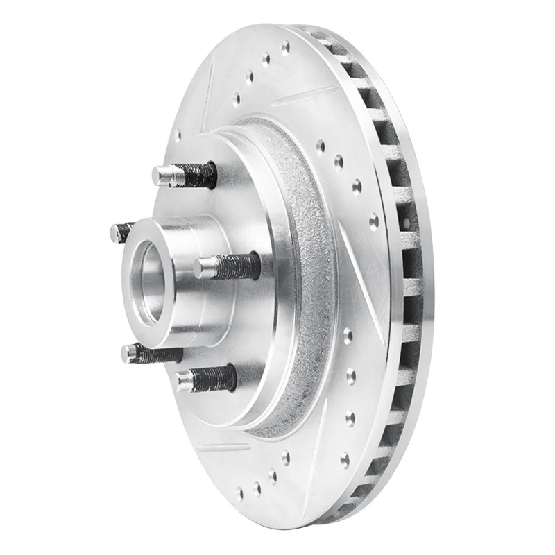 R1 82-87 Ford Mustang Front Left Drilled & Slotted Silver Brake Rotor - Image 4