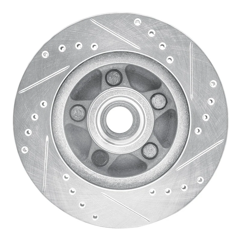 R1 82-87 Ford Mustang Front Left Drilled & Slotted Silver Brake Rotor - Image 5