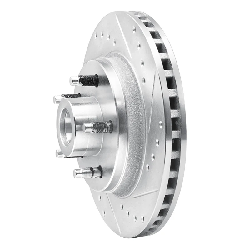 R1 82-87 Ford Mustang Front Right Drilled & Slotted Silver Brake Rotor - Image 2
