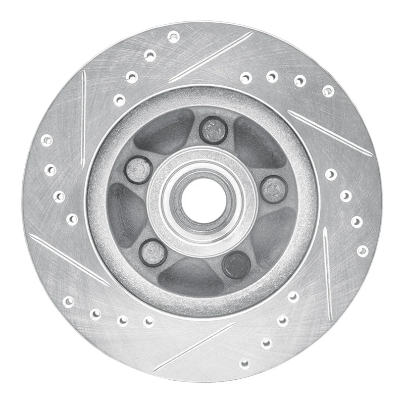 R1 82-87 Ford Mustang Front Right Drilled & Slotted Silver Brake Rotor - Image 5