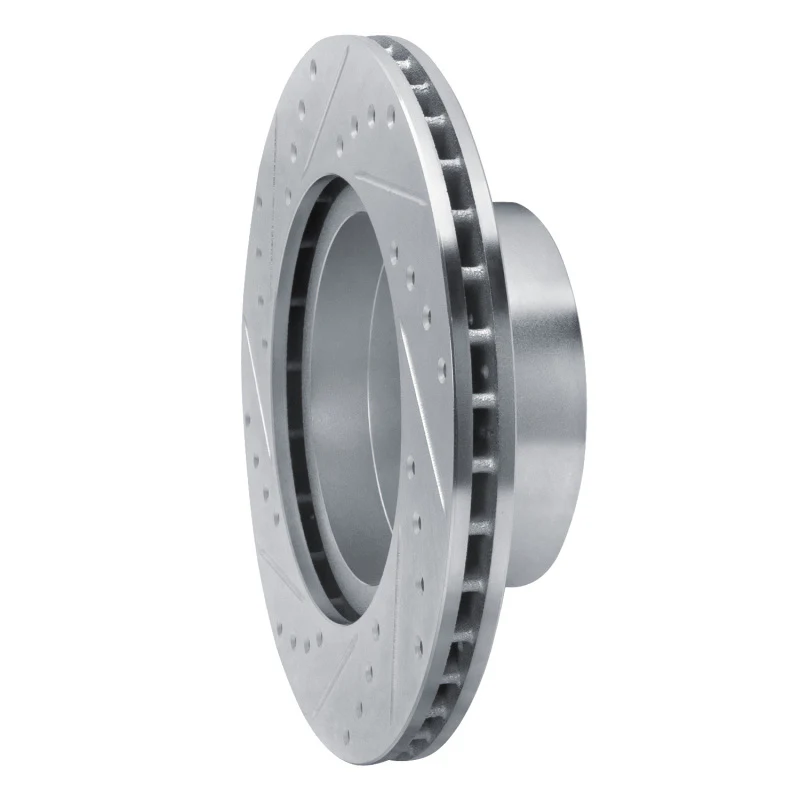 R1 82-88 BMW 528E Front Right Drilled & Slotted Silver Brake Rotor - Image 2