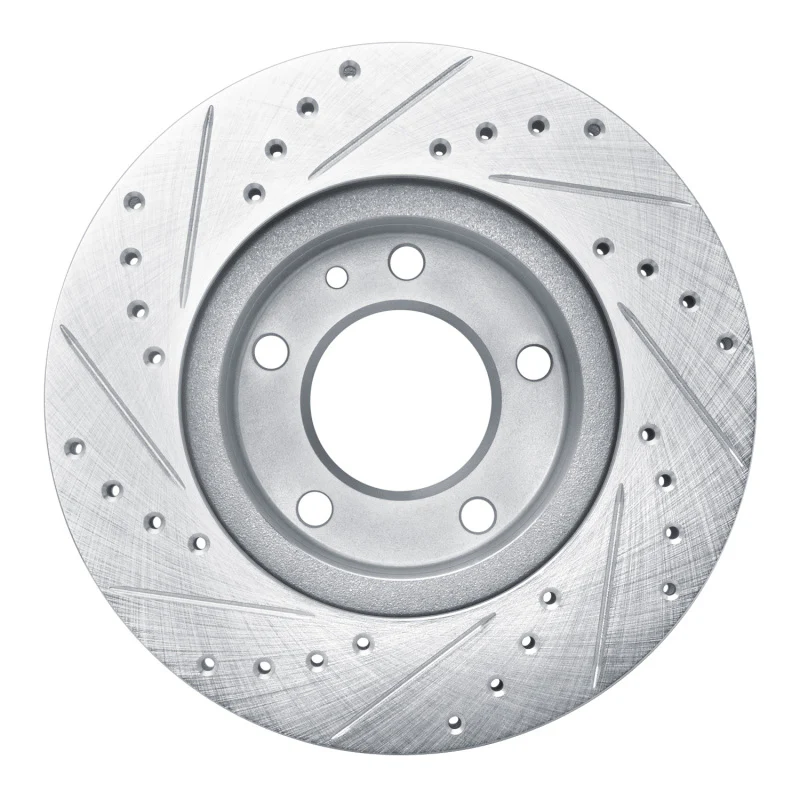 R1 82-88 BMW 528E Front Right Drilled & Slotted Silver Brake Rotor - Image 4