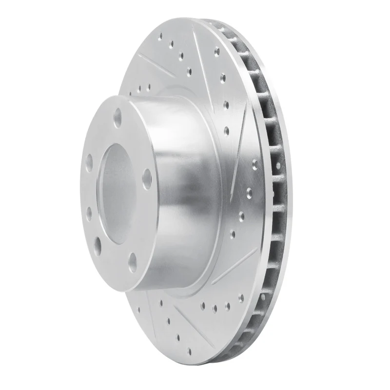 R1 82-89 BMW 535I Front Right Drilled & Slotted Silver Brake Rotor - Image 3