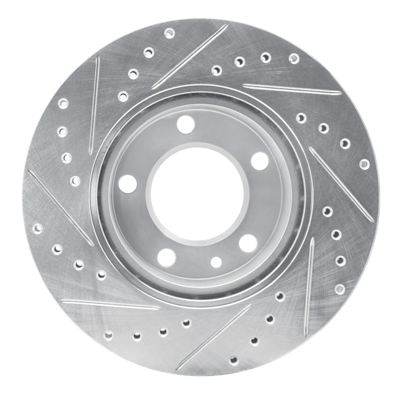 R1 82-89 BMW 535I Front Right Drilled & Slotted Silver Brake Rotor - Image 4