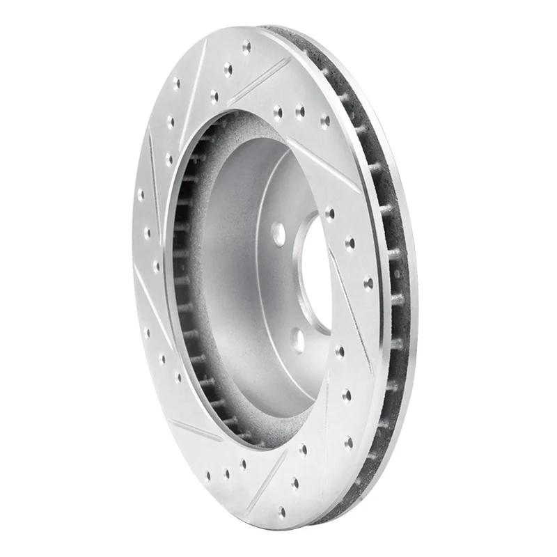R1 82-90 Ford Mustang Rear Right Drilled & Slotted Silver Brake Rotor - Image 4