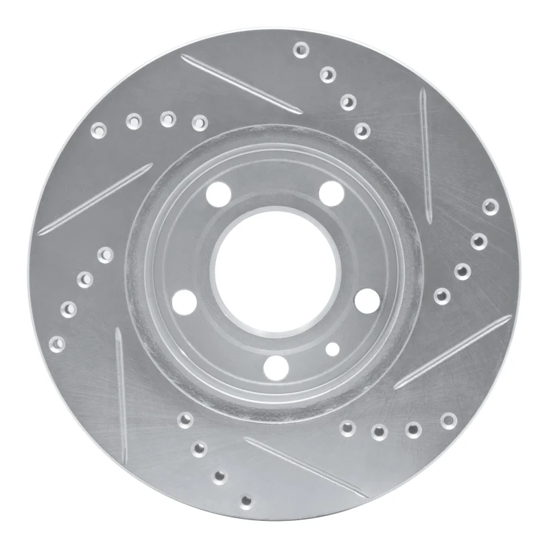 R1 82-90 Volvo 760 Series Front Left Drilled & Slotted Silver Brake Rotor - Image 2