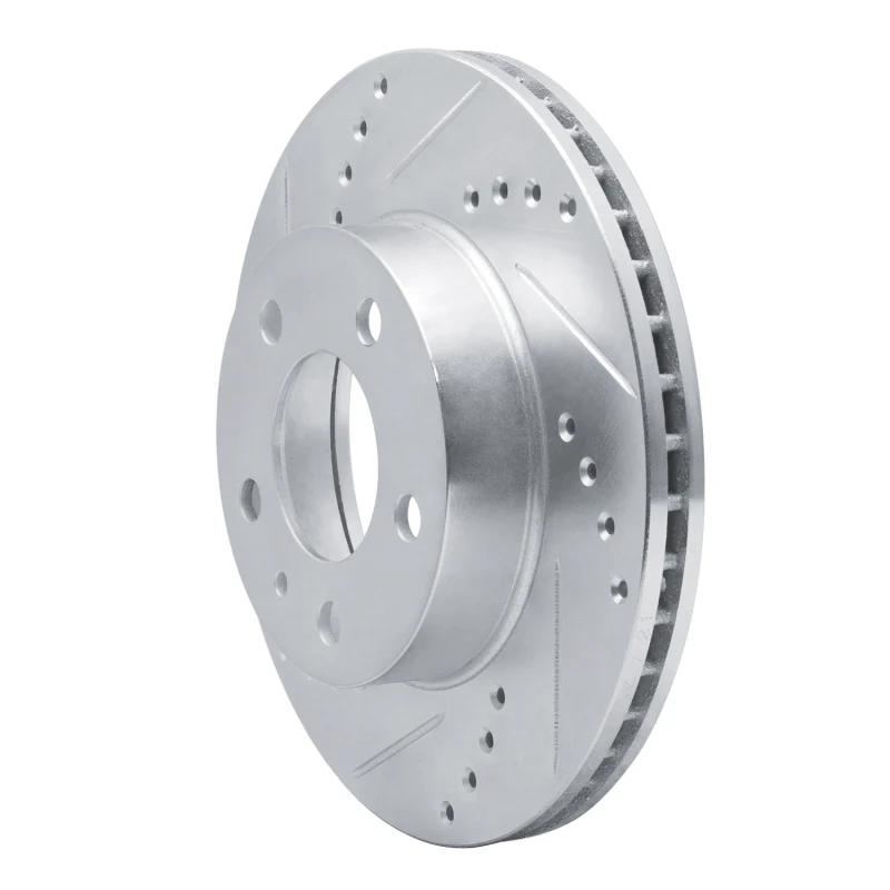 R1 82-90 Volvo 760 Series Front Left Drilled & Slotted Silver Brake Rotor - Image 5