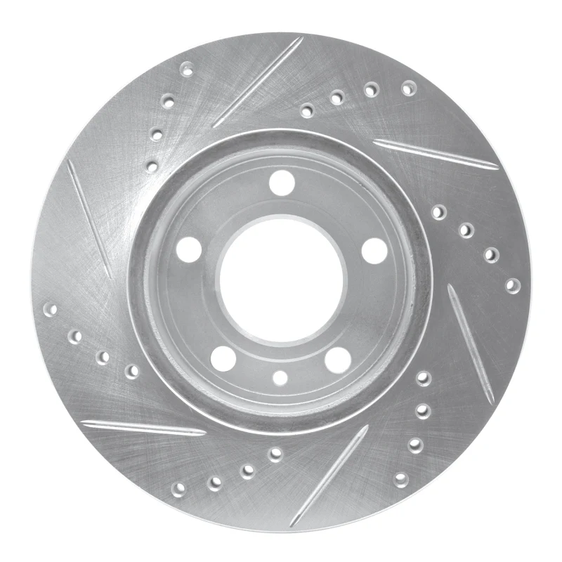 R1 82-90 Volvo 760 Series Front Right Drilled & Slotted Silver Brake Rotor - Image 3