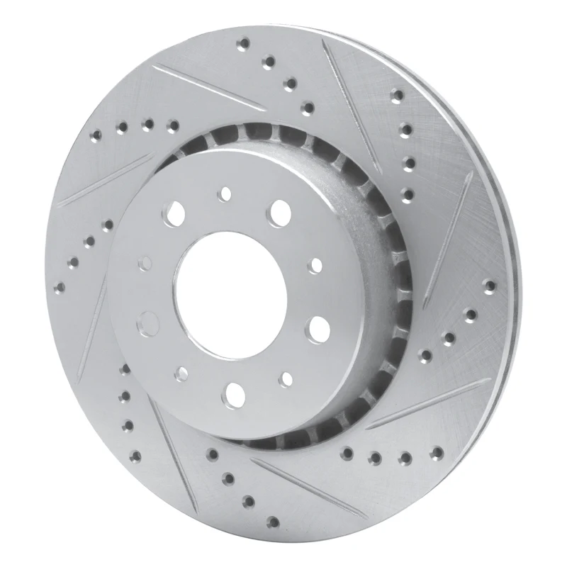R1 82-92 Volvo 780 Front Right Drilled & Slotted Silver Brake Rotor - Image 3